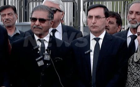 Barrister Ali Zafar announces Gohar Khan's nomination for the position of PTI chairman.