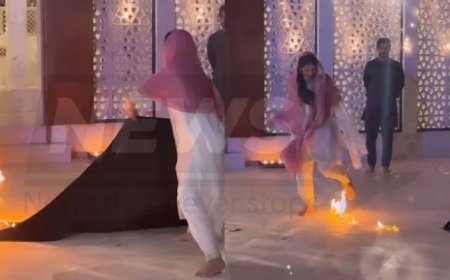 Ayeza Khan narrowly avoids a fire incident during the shooting of a drama.