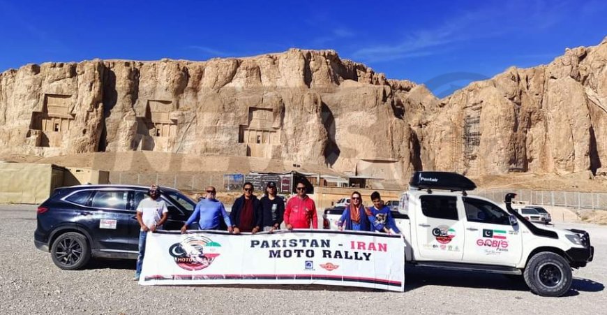 A contingent of 20 members from the Pakistani jeep rally arrives in Tehran.